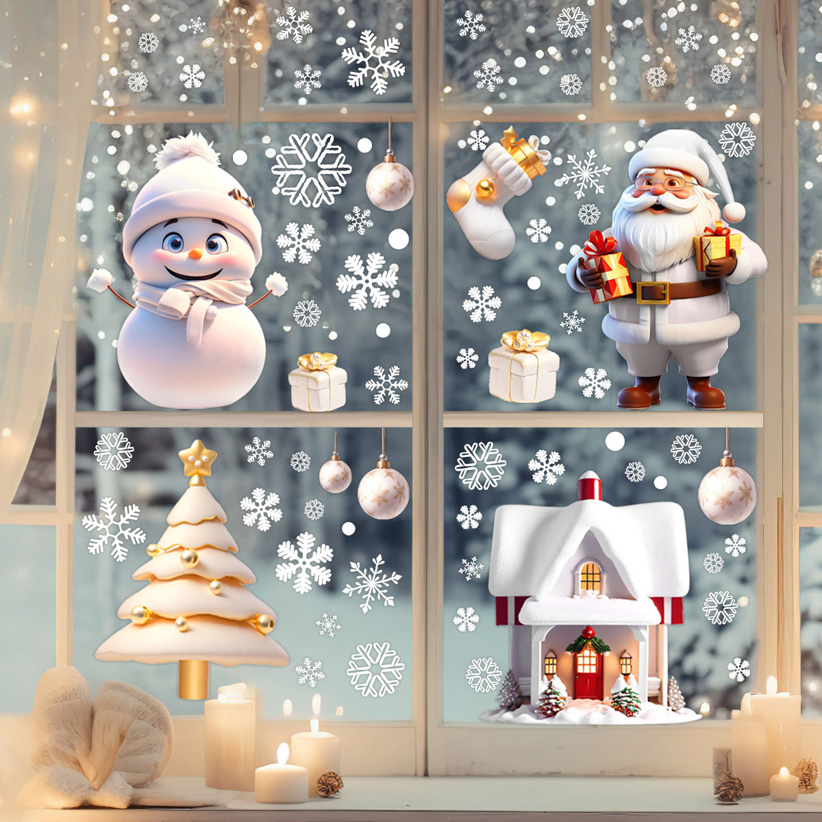 White accessories,Christmas accessories,Christmas White Sticker Glass Detail Stickers