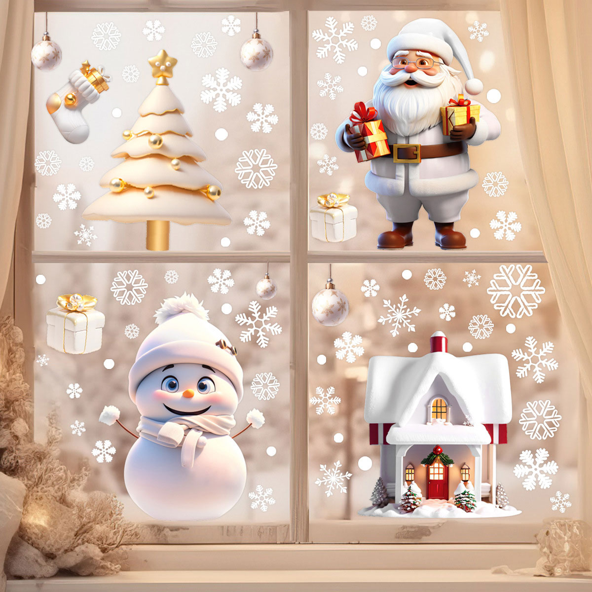 White accessories,Christmas accessories,Christmas White Sticker Glass Detail Stickers