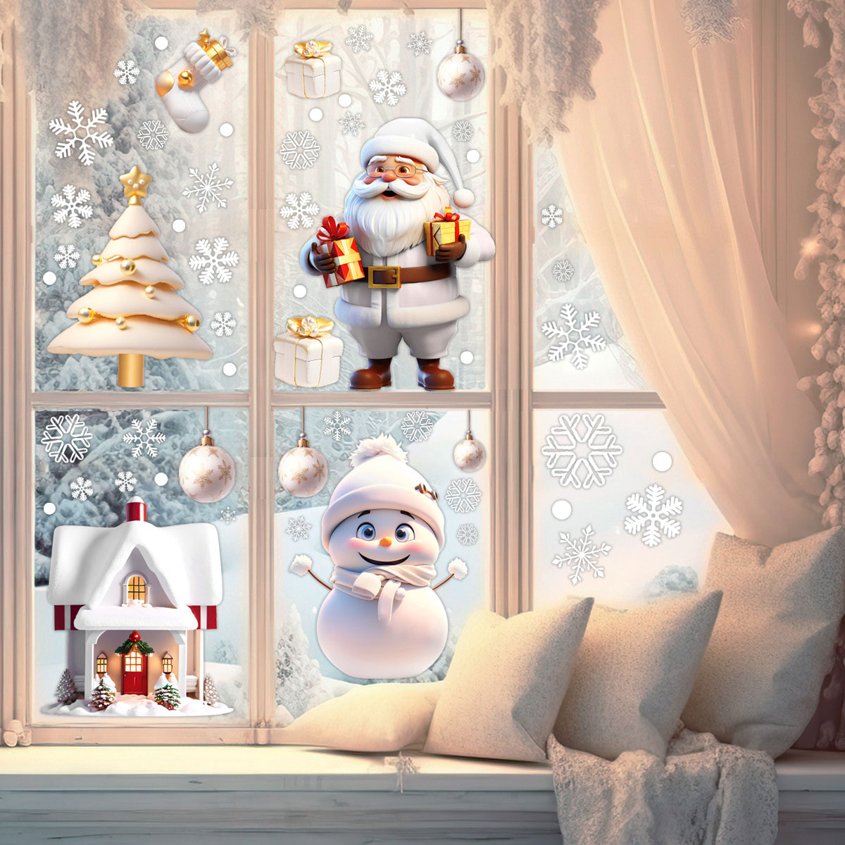 White accessories,Christmas accessories,Christmas White Sticker Glass Detail Stickers