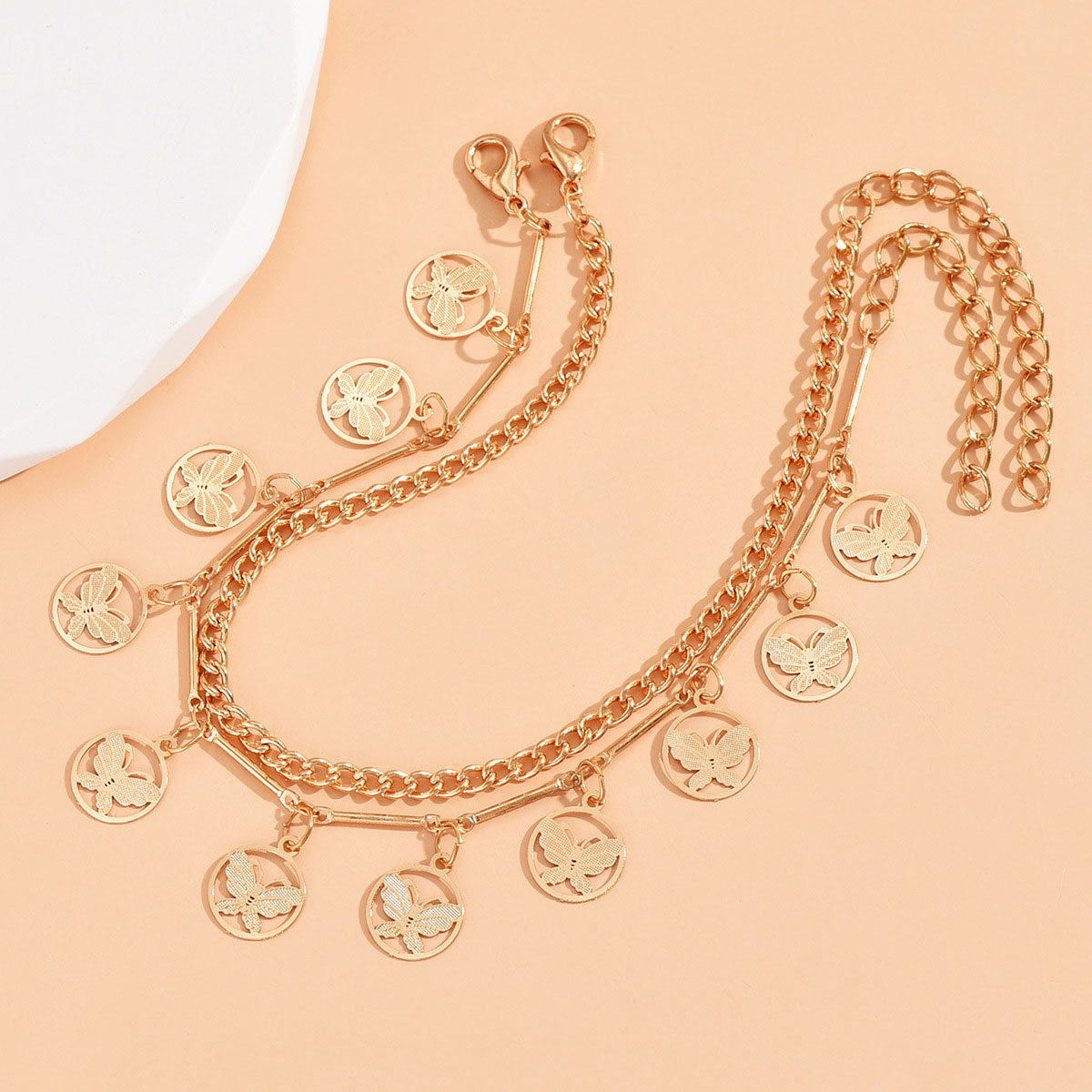 Golden jewelry,Golden Color Butterfly Alloy Detail Anklets