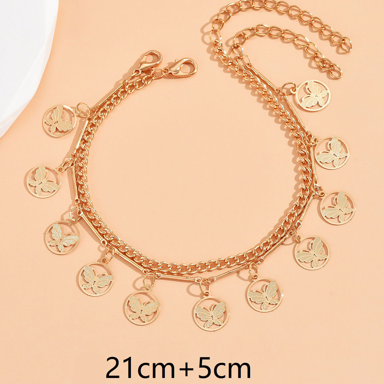 Golden jewelry,Golden Color Butterfly Alloy Detail Anklets