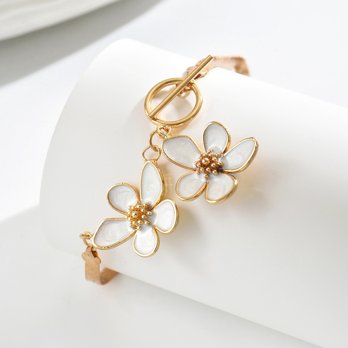 Golden jewelry,Floral jewelry,Plants jewelry,Golden Floral Design Camellia Alloy Anklet