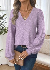 ROTITA Tummy Coverage Light Purple V Neck T Shirt