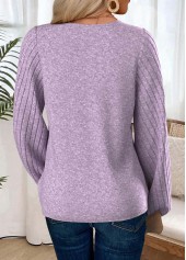 Light Purple tops,Plain Color tops,ROTITA Tummy Coverage Light Purple V Neck T Shirt