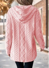Light Pink tops,Plain Color tops,ROTITA Tummy Coverage Light Pink Hooded Long Sleeve Coat