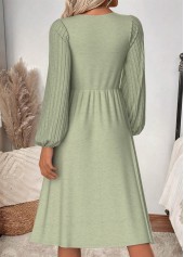 Sage Green dresses,Plain Color dresses,Everyday dresses,Casual dresses,ROTITA Tummy Coverage Sage Green V Neck Long Sleeve Dress