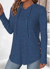 Rotita – Langärmliger Kapuzenpullover in Marineblau mit Bauchbedeckung