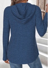 Navy tops,Plain Color tops,ROTITA Tummy Coverage Navy Long Sleeve Hoodie