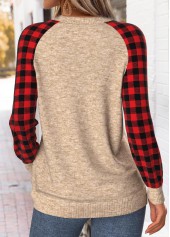 Light Camel tops,Christmas tops,ROTITA Christmas Tummy Coverage Light Camel Round Neck Sweatshirt