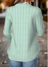 Mint Green tops,Contrast Color tops,ROTITA Curved Hem Mint Green Round Neck Long Sleeve Sweatshirt