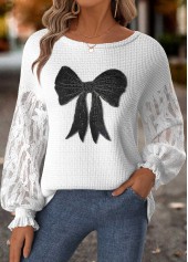 Rotita – Bauchbedeckung – Sweatshirt mit geometrischem Print in Rohweiß mit U-Boot-Ausschnitt