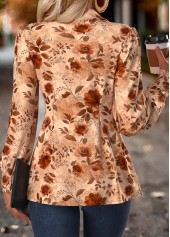 Multi Color tops,Floral tops,Plants tops,ROTITA Tummy Coverage Floral Print Multi Color Long Sleeve Shirt