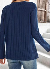 Navy tops,Plain Color tops,ROTITA Navy Round Neck Long Sleeve T Shirt