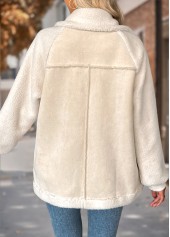 Beige tops,Plain Color tops,Patchwork Beige Lapel Long Sleeve Coat
