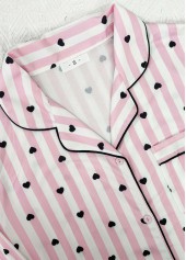 Pink loungewear,Heart loungewear,Heart Print Pink Long Sleeve Lounge Top and Pants