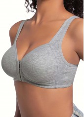 Grey intimates,Grey Color V Neck Detail Bra