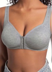 Grey intimates,Grey Color V Neck Detail Bra