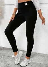 Black bottoms,Plain Color bottoms,Black Skinny Elastic Waist High Waisted Pants