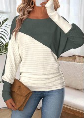ROTITA Tummy Coverage Sage Green Round Neck T Shirt