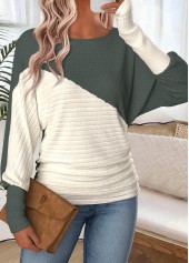 Sage Green tops,Contrast Color tops,ROTITA Tummy Coverage Sage Green Round Neck T Shirt