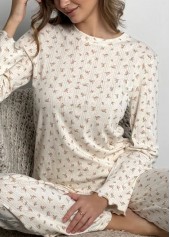 Beige loungewear,Ditsy Floral loungewear,Ditsy Floral Print Beige Lounge Top and Pants