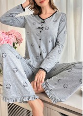 Animal Print Light Grey Lounge Top and Pants