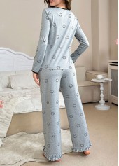 Light Grey loungewear,Animal Print loungewear,Animal Print Light Grey Lounge Top and Pants