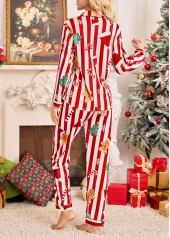 Red loungewear,Christmas loungewear,Christmas Red Turn Down Collar Lounge Top and Pants