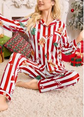 Red loungewear,Christmas loungewear,Christmas Red Turn Down Collar Lounge Top and Pants
