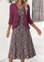 Rotita – Bauchbedeckung – staubviolettes Kleid und Cardigan mit Paisley-Print