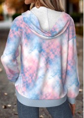 Multi Color tops,Tie Dye tops,ROTITA Tummy Coverage Tie Dye Print Multi Color Hoodie