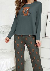 Blackish Green loungewear,Animal Print loungewear,Animal Print Blackish Green Lounge Top and Pants