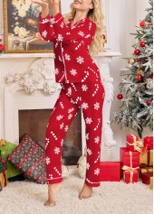 Red loungewear,Christmas loungewear,Christmas Snowflake Print Red Lounge Top and Pants
