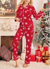 Red loungewear,Christmas loungewear,Christmas Snowflake Print Red Lounge Top and Pants