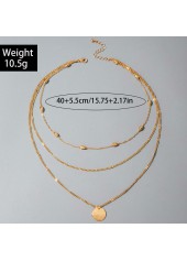 Golden jewelry,Geometric jewelry,Round Golden Layered Design Alloy Necklace