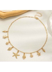 Golden jewelry,Plain Color jewelry,Shell Golden Alloy Starfish Design Necklace