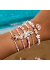 Shell Pink Seed Beads Bracelets Set