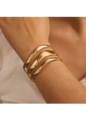 Bracelet jonc creux en métal doré au design irrégulier