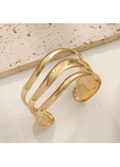 Golden jewelry,Geometric jewelry,Golden Metal Irregular Design Hollow Bangle