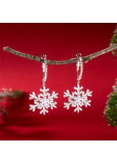 Boucles d'oreilles géométriques en alliage blanc motif flocon de neige pour Noël
