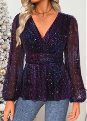 Chemisier Rotita à manches longues et col en V multicolore couvrant le ventre