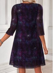 Dark Purple dresses,Plain Color dresses,Casual dresses,ROTITA Tummy Coverage Dark Purple Round Neck Dress and Cardigan