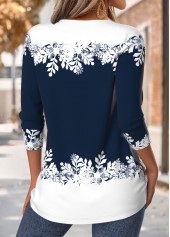 Navy tops,Christmas tops,ROTITA Christmas Tummy Coverage Navy V Neck T Shirt