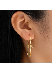 Boucles d'oreilles en alliage doré avec pompon et nœud papillon