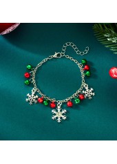 Silver jewelry,Geometric jewelry,Christmas Snowflake Bell Silver Alloy Bracelet