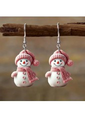 boucles d'oreilles en acrylique rose motif bonhomme de neige de Noël