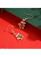 Golden jewelry,Christmas jewelry,Christmas Gingerbread Man Golden Alloy Earrings