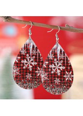 Boucles d'oreilles en similicuir rouge vin avec pendentif goutte de Noël