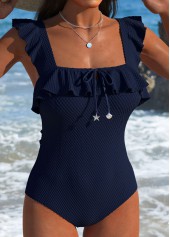 Navy swimwear,Plain Color swimwear,ROTITA Tummy Control Navy One Piece Swimwear