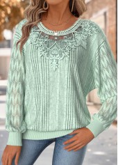 Rotita Bauchbedeckung salbeigrünes Rundhals-T-Shirt